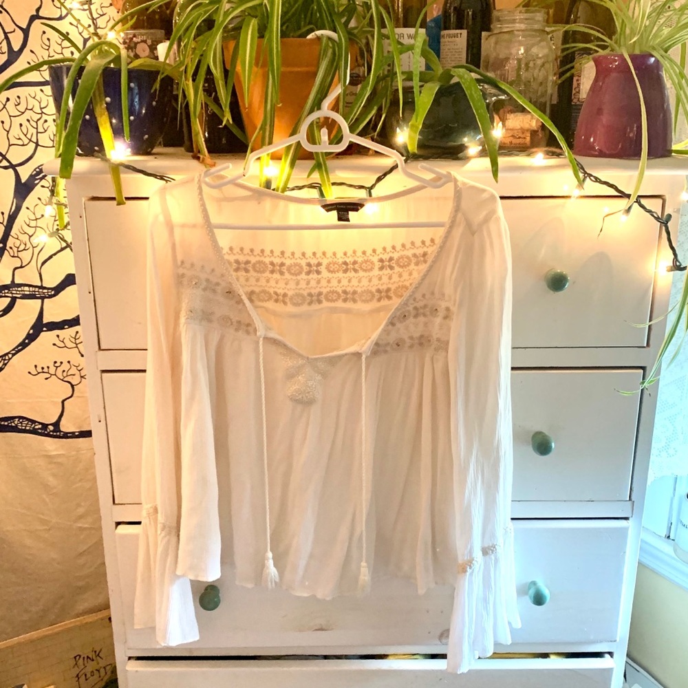 Flowy Boho White Blouse